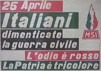 manifesto del Msi contro il 25 aprile