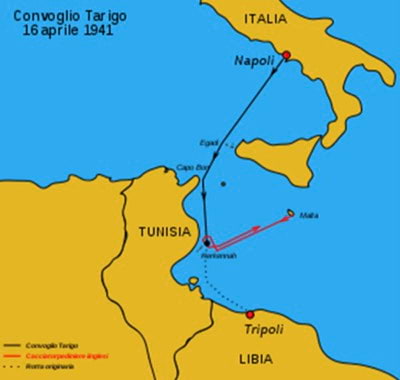 la rotta del convoglio 'Tarigo' il 16 aprile 1941