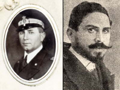 <b>Domenico Arcidiacono</b>, Comandante della piazza navale di Cagliari e <b>Pietro Lissia</b>, Sottosegretario di Stato all'Economia